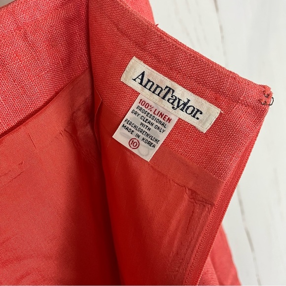 Vintage Ann Taylor linen pencil skirt coral pink 10 - Picture 2 of 7